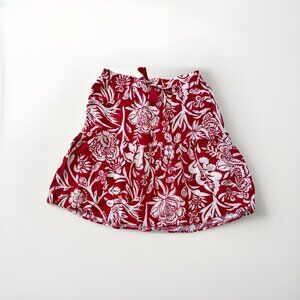 Knox Rose Red White Floral Skirt With Liner Size Medium Pockets Tropical